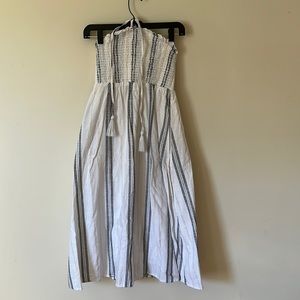 Old Navy Lined White Striped Strapless Dress
